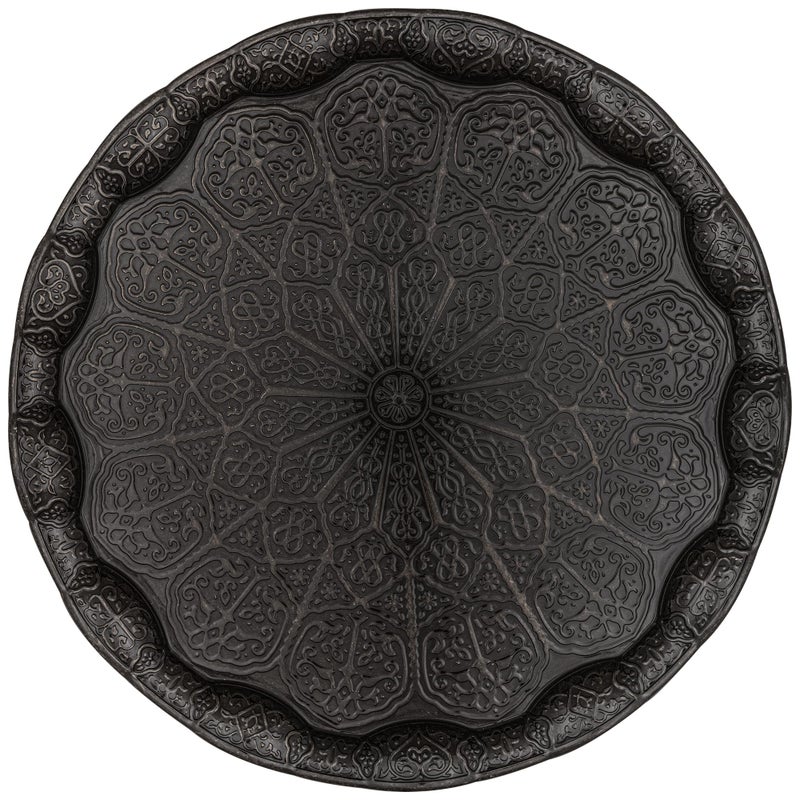 Alisveristime Turkish Ottoman Coffee Tea Serving Tray â€“ 13.60 inches, Metal with Traditional Motifs, Available in Five Colors (Black) - Image 1